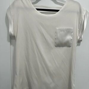 Women's Ivory Short-Sleeve Tee with Satin Pocket